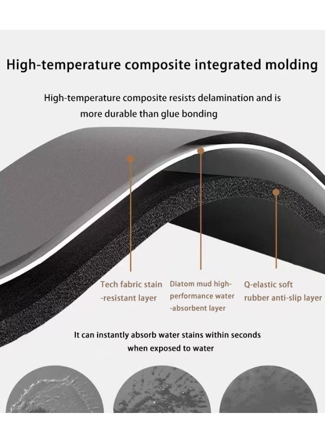 أديلي سجاد مطبخ من طين الدياتوم بسمك 3.5 مم، مجموعة 2 قطعة، سجادة ماصة ومريحة ومضادة للانزلاق، سجاد أرضية سريع الجفاف للمطبخ والحمام والغسيل، 40×60 سم + 40×120 سم - Image 3